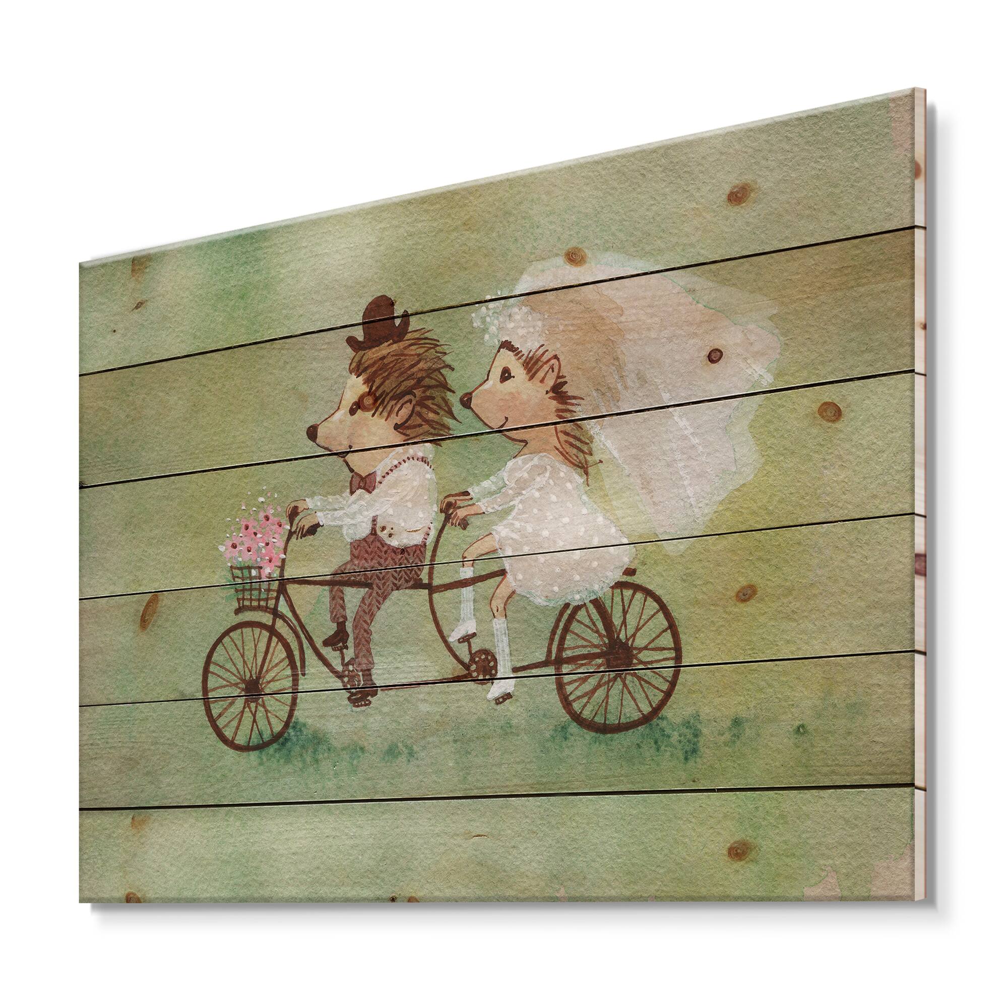 Designart - Couple of Hedgehogs Riding A Bike